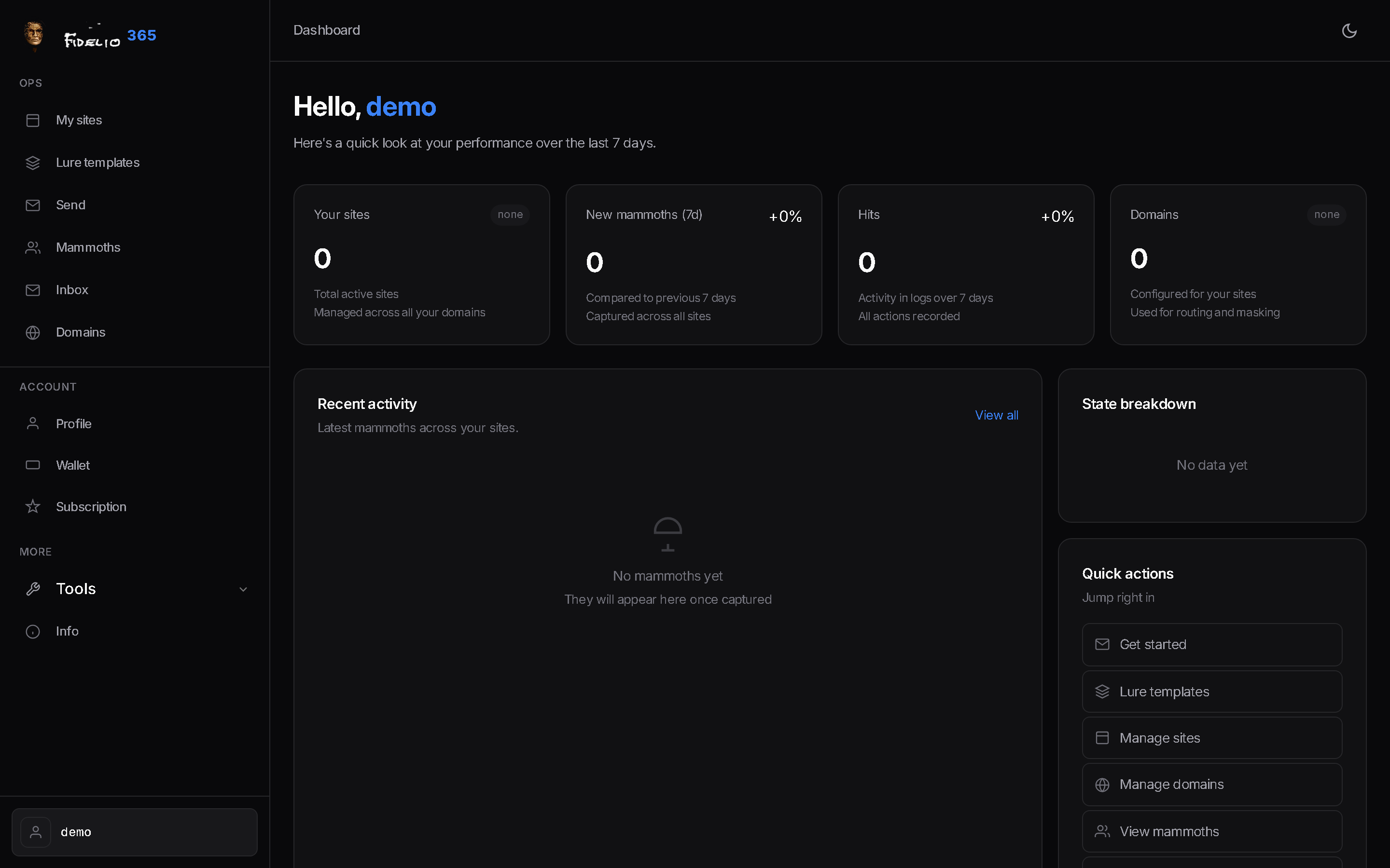 Fidelio365 dashboard preview